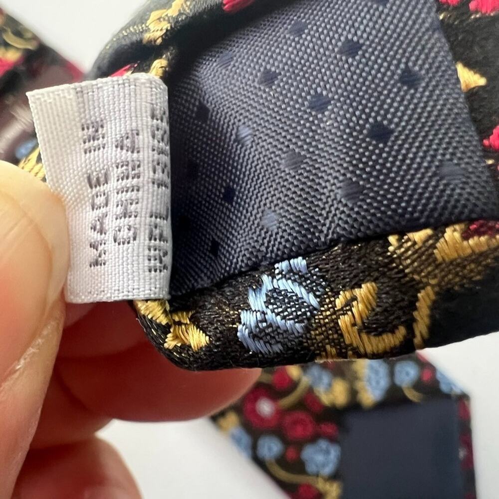 Neiman Marcus Necktie Unisex Multicolor Floral 100% Silk Embroidered Vintage - Picture 5 of 7